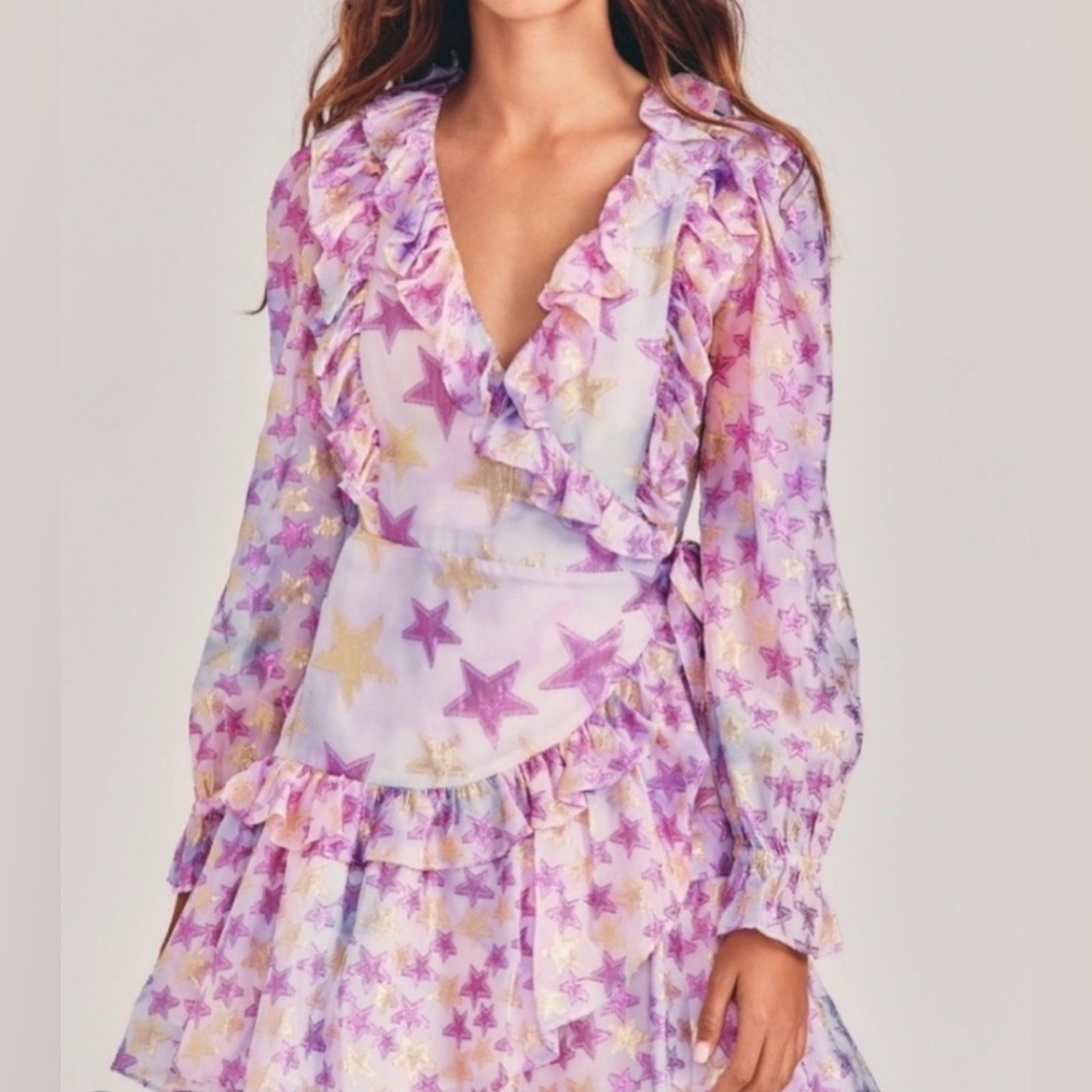 🎀 LoveShackFancy - Findlay Wrap Dress w Stars - size 2 - Pristine Condition 🎀 - Picture 3 of 13